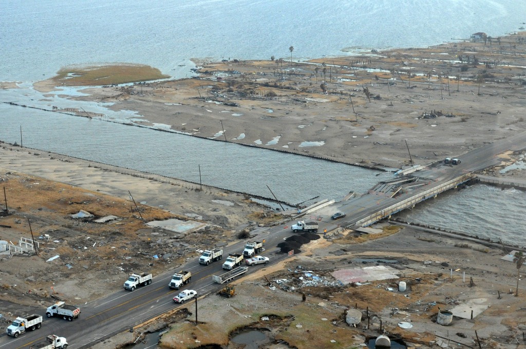 Aerial image overlooking 'Rollover Pass' near Gilchrist, Texas, September 22, 2008